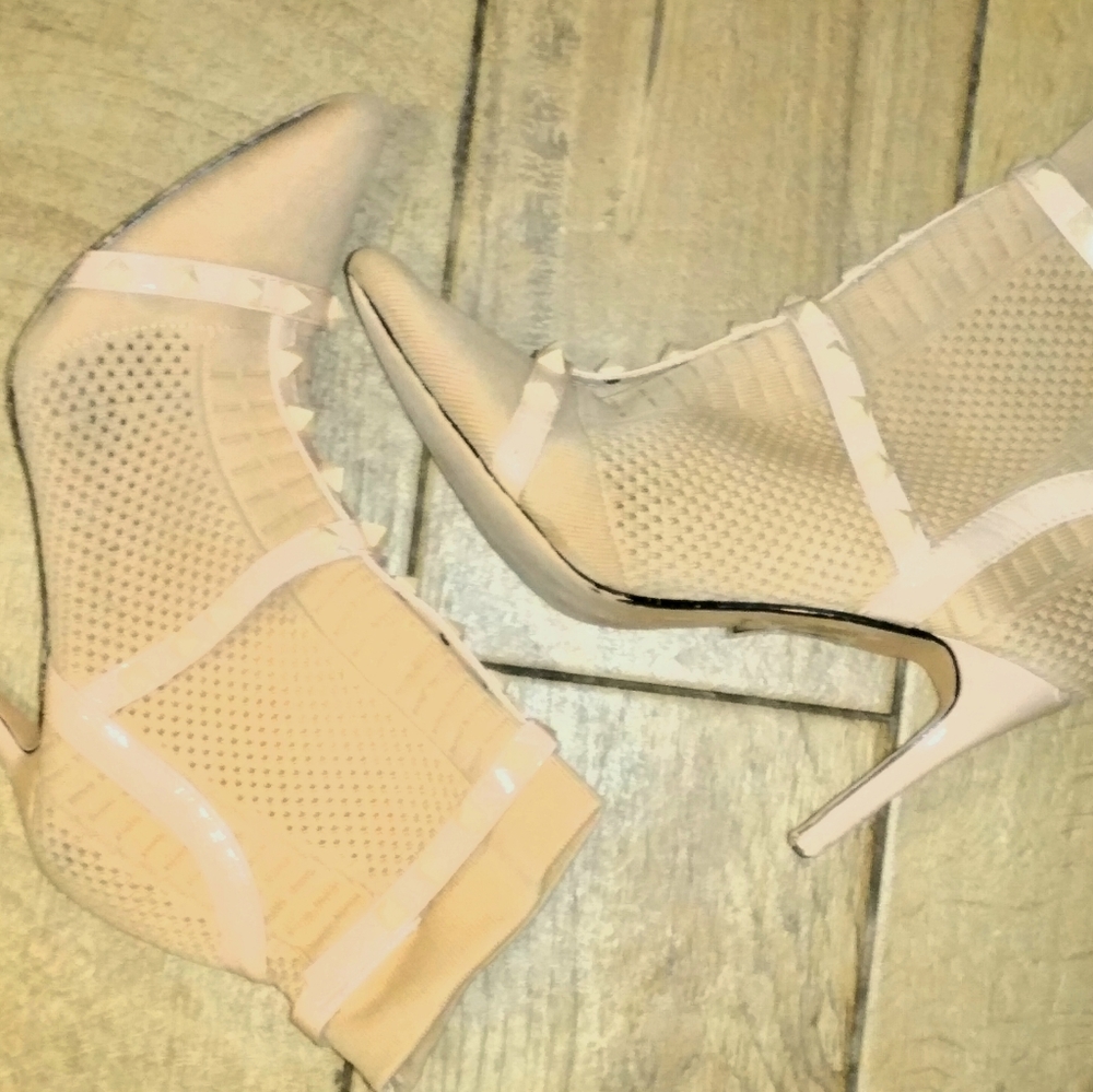 Studded neutral classy heels